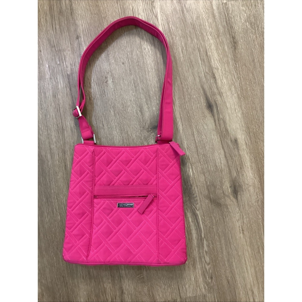 Vera Bradley Magenta Pink Microfiber Zip Hipster Crossbody Bag